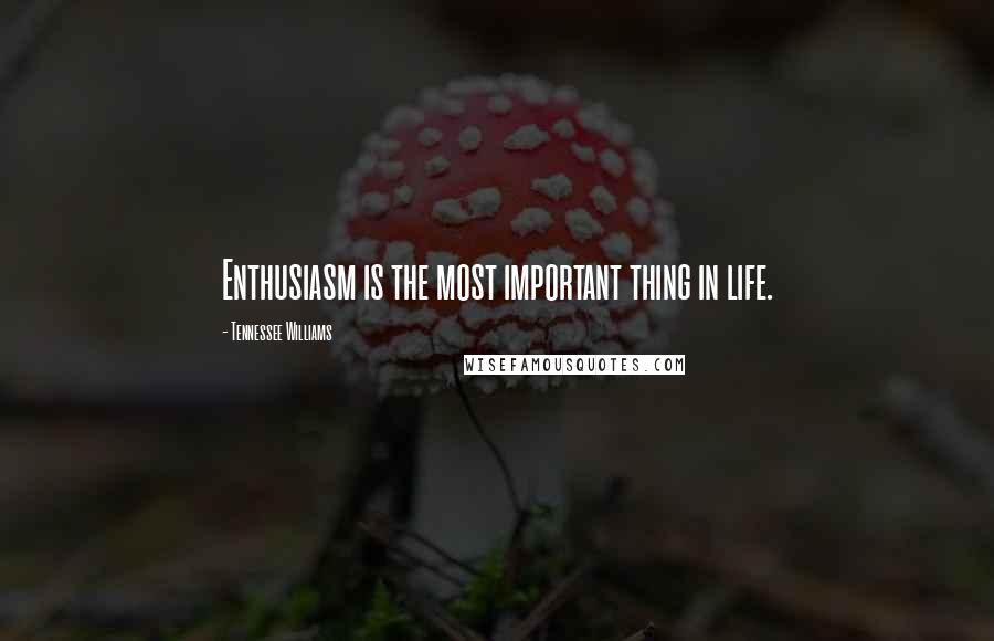 Tennessee Williams Quotes: Enthusiasm is the most important thing in life.