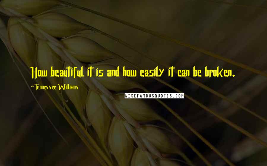 Tennessee Williams Quotes: How beautiful it is and how easily it can be broken.