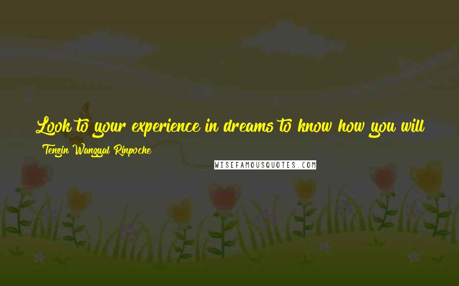 Tenzin Wangyal Rinpoche Quotes: Look to your experience in dreams to know how you will fare in death. Look to your experience of sleep to discover whether or not you are truly awake.
