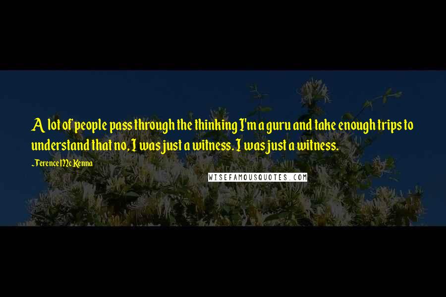 Terence McKenna Quotes: A lot of people pass through the thinking I'm a guru and take enough trips to understand that no, I was just a witness. I was just a witness.