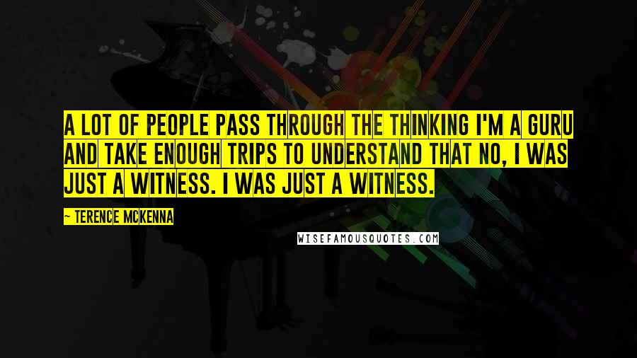 Terence McKenna Quotes: A lot of people pass through the thinking I'm a guru and take enough trips to understand that no, I was just a witness. I was just a witness.