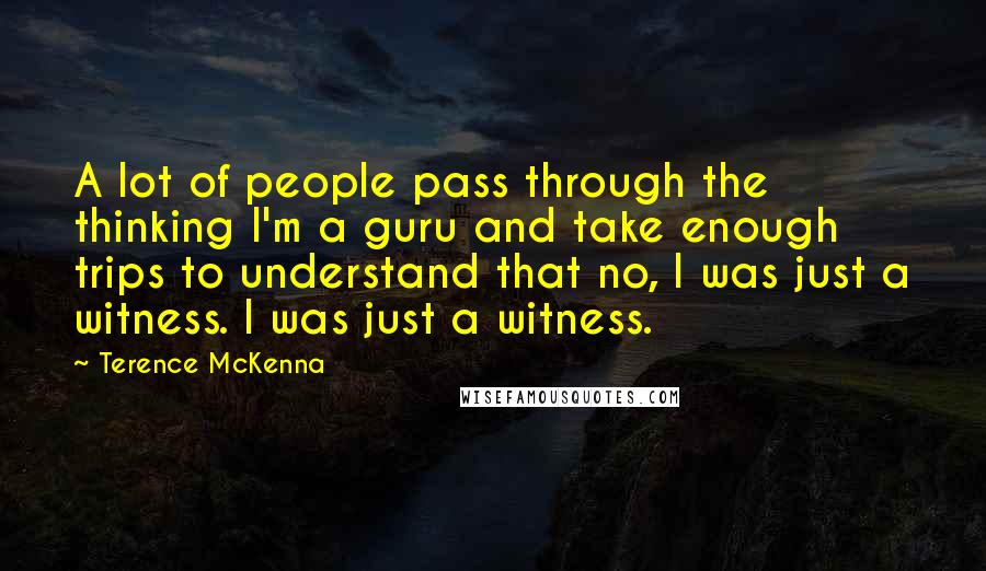 Terence McKenna Quotes: A lot of people pass through the thinking I'm a guru and take enough trips to understand that no, I was just a witness. I was just a witness.