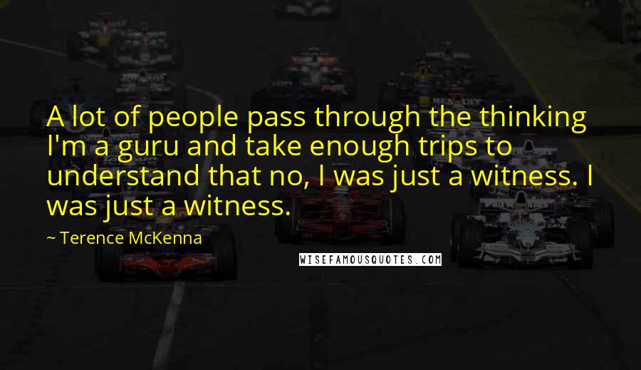 Terence McKenna Quotes: A lot of people pass through the thinking I'm a guru and take enough trips to understand that no, I was just a witness. I was just a witness.