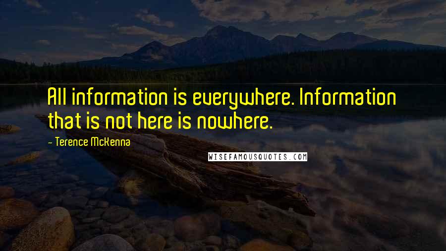 Terence McKenna Quotes: All information is everywhere. Information that is not here is nowhere.