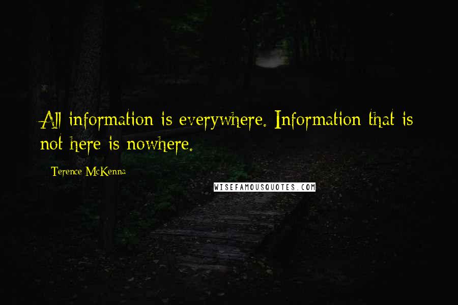 Terence McKenna Quotes: All information is everywhere. Information that is not here is nowhere.