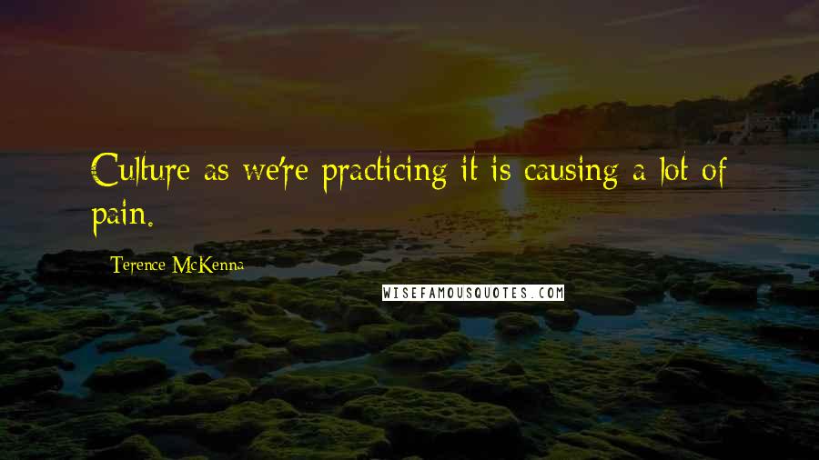 Terence McKenna Quotes: Culture as we're practicing it is causing a lot of pain.
