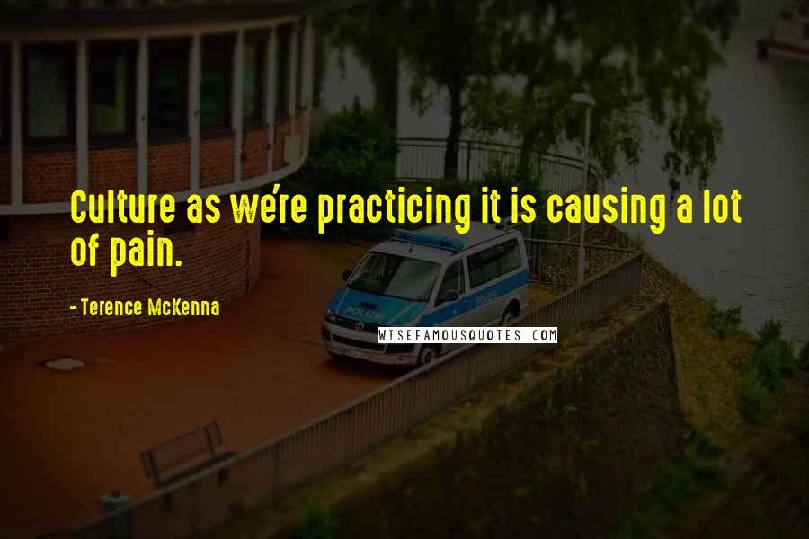 Terence McKenna Quotes: Culture as we're practicing it is causing a lot of pain.