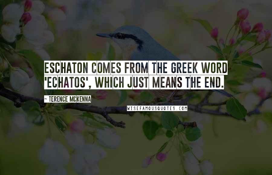 Terence McKenna Quotes: Eschaton comes from the Greek word 'echatos', which just means the end.