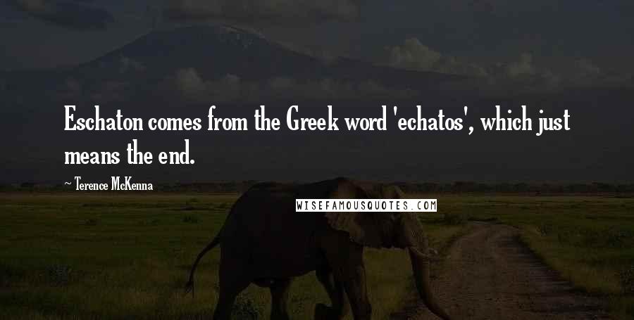 Terence McKenna Quotes: Eschaton comes from the Greek word 'echatos', which just means the end.