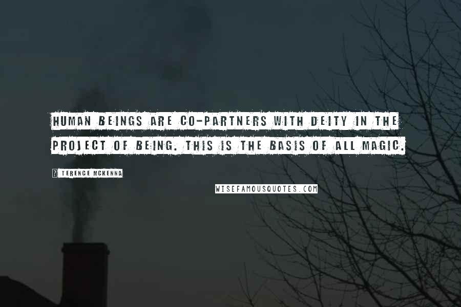Terence McKenna Quotes: Human beings are co-partners with deity in the project of being. This is the basis of all magic.
