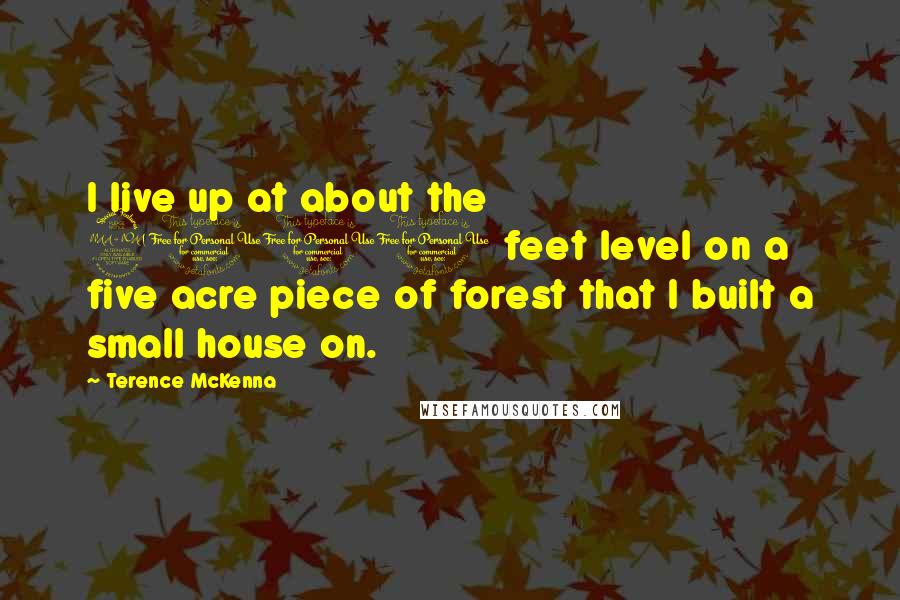 Terence McKenna Quotes: I live up at about the 2000 feet level on a five acre piece of forest that I built a small house on.