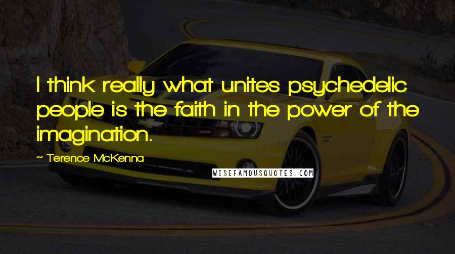 Terence McKenna Quotes: I think really what unites psychedelic people is the faith in the power of the imagination.