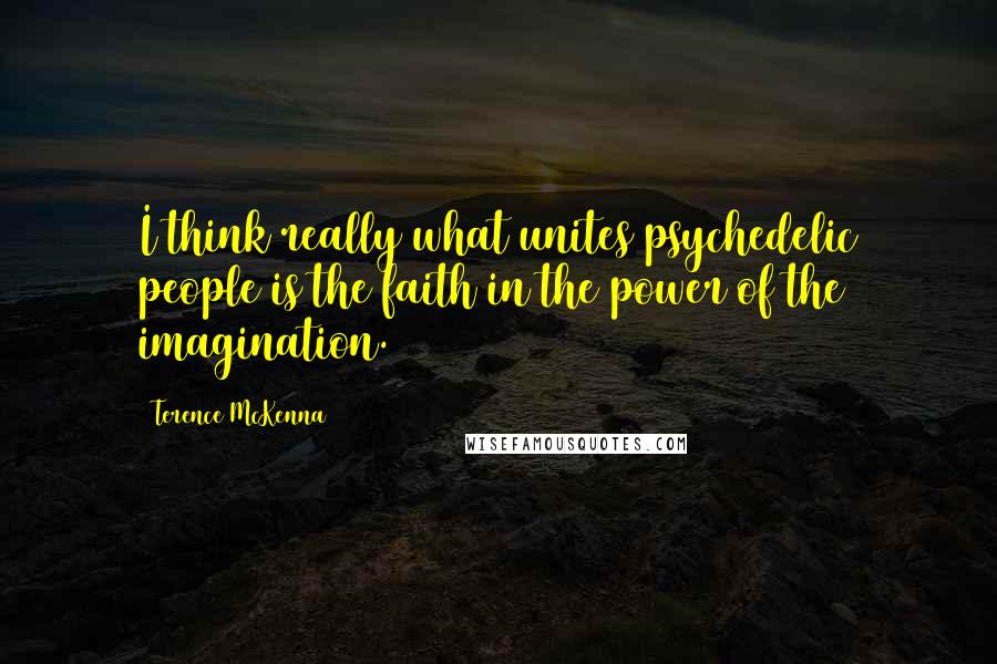 Terence McKenna Quotes: I think really what unites psychedelic people is the faith in the power of the imagination.