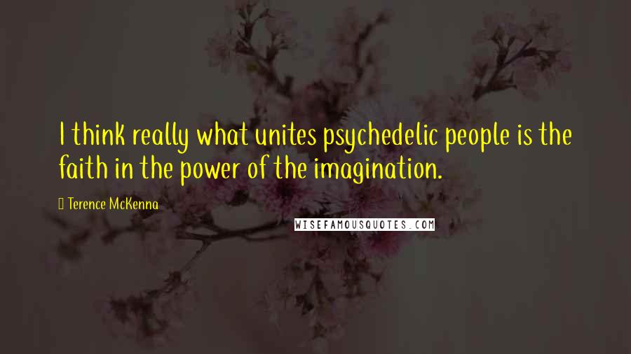 Terence McKenna Quotes: I think really what unites psychedelic people is the faith in the power of the imagination.
