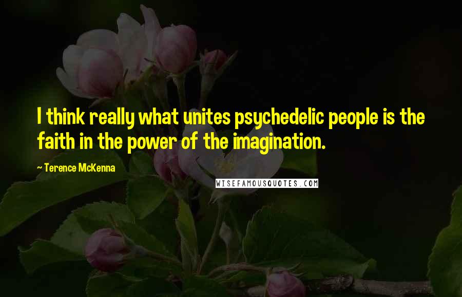 Terence McKenna Quotes: I think really what unites psychedelic people is the faith in the power of the imagination.