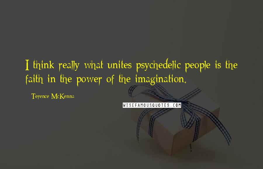 Terence McKenna Quotes: I think really what unites psychedelic people is the faith in the power of the imagination.