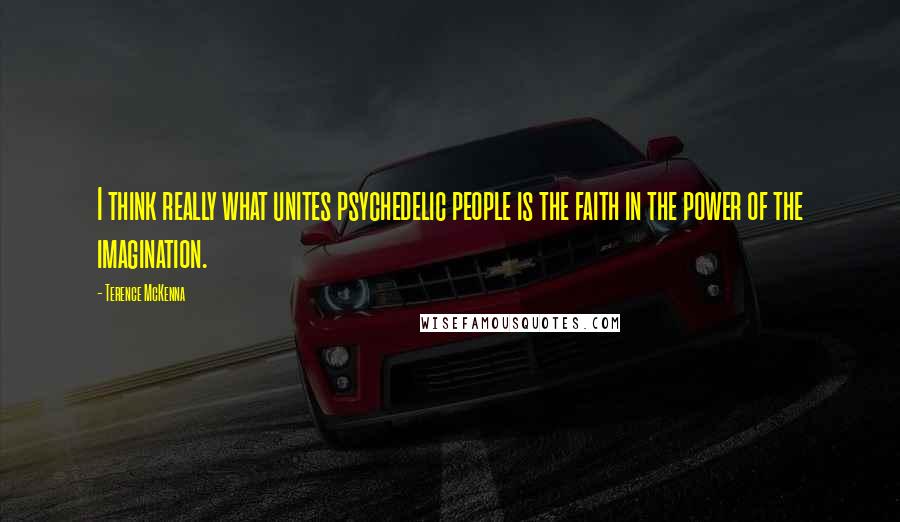 Terence McKenna Quotes: I think really what unites psychedelic people is the faith in the power of the imagination.