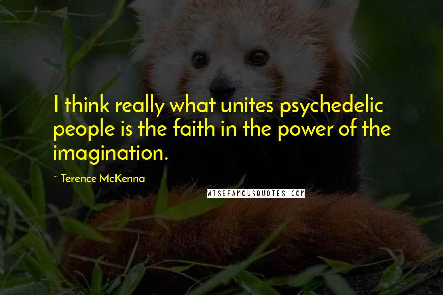Terence McKenna Quotes: I think really what unites psychedelic people is the faith in the power of the imagination.