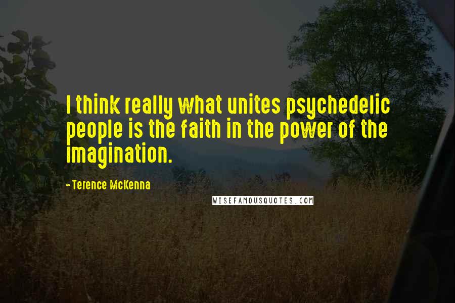 Terence McKenna Quotes: I think really what unites psychedelic people is the faith in the power of the imagination.
