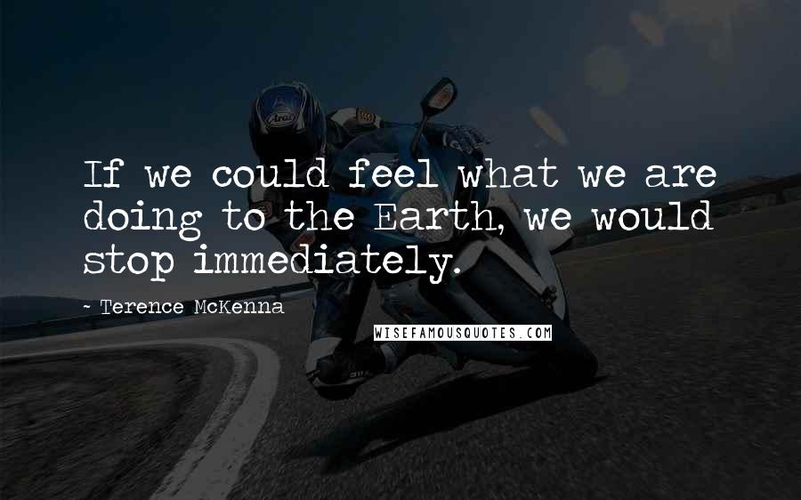 Terence McKenna Quotes: If we could feel what we are doing to the Earth, we would stop immediately.