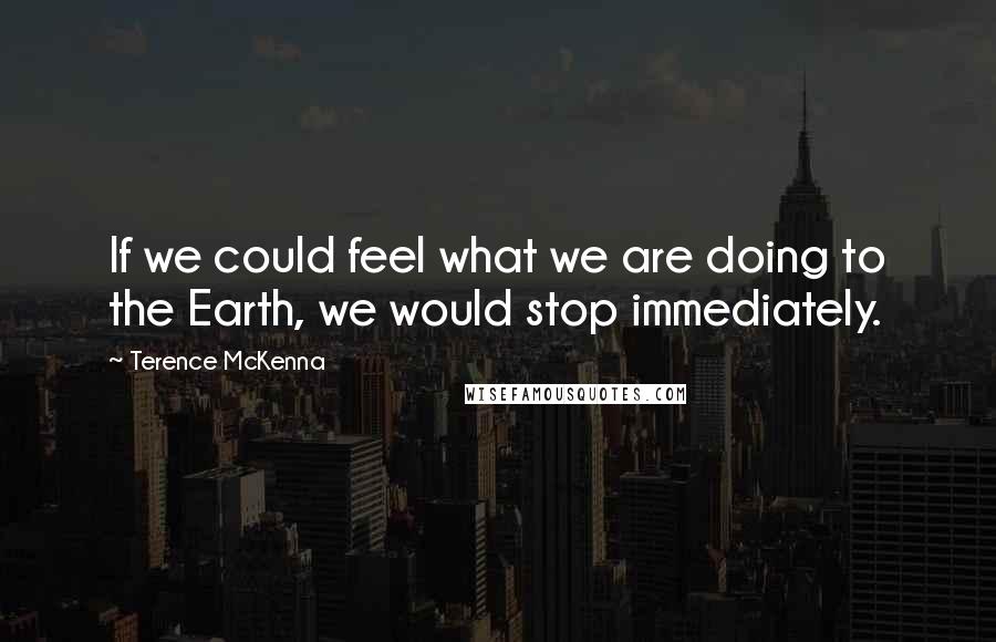 Terence McKenna Quotes: If we could feel what we are doing to the Earth, we would stop immediately.
