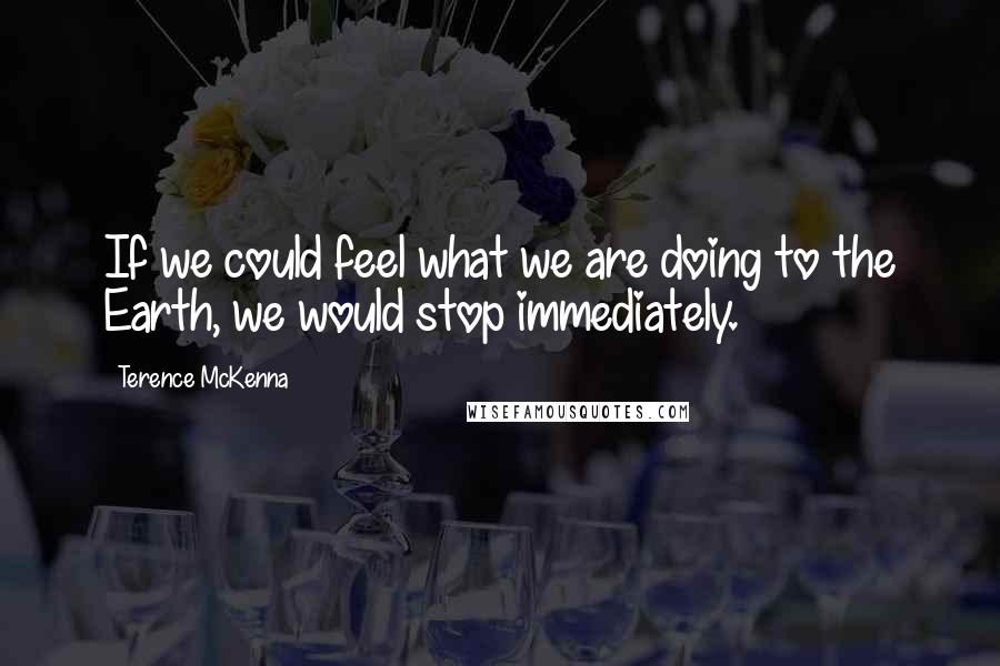 Terence McKenna Quotes: If we could feel what we are doing to the Earth, we would stop immediately.