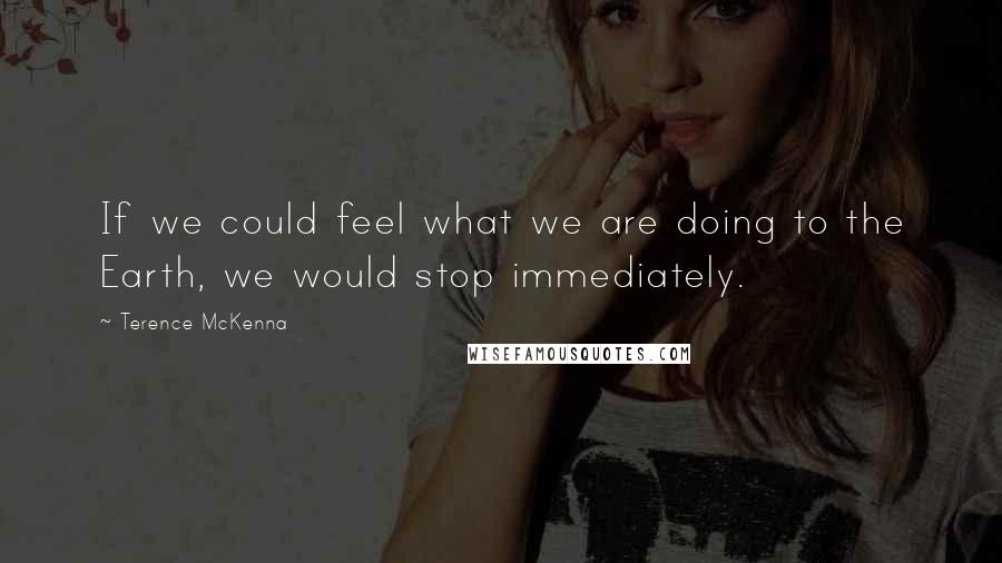 Terence McKenna Quotes: If we could feel what we are doing to the Earth, we would stop immediately.