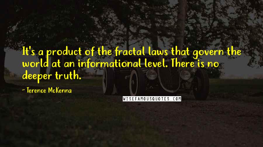 Terence McKenna Quotes: It's a product of the fractal laws that govern the world at an informational level. There is no deeper truth.