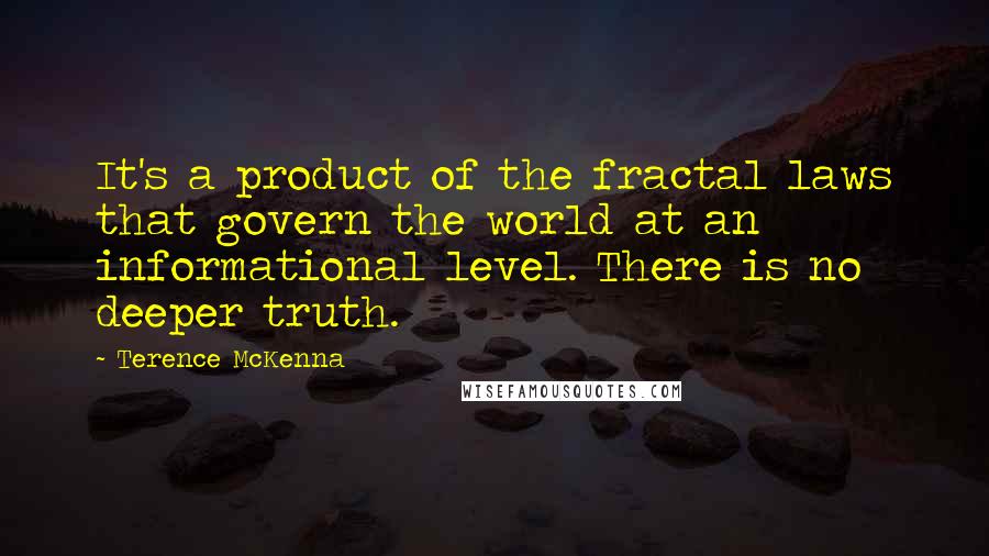 Terence McKenna Quotes: It's a product of the fractal laws that govern the world at an informational level. There is no deeper truth.