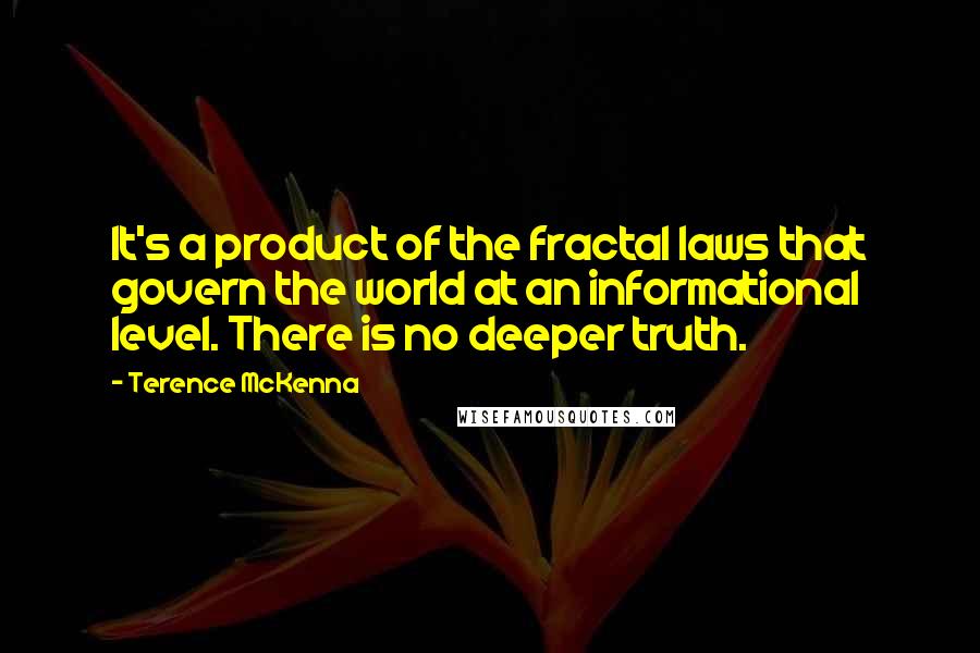 Terence McKenna Quotes: It's a product of the fractal laws that govern the world at an informational level. There is no deeper truth.