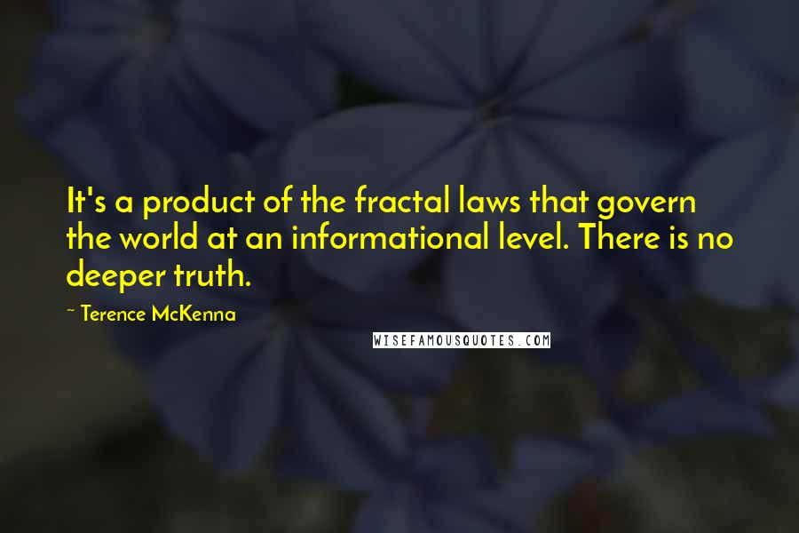 Terence McKenna Quotes: It's a product of the fractal laws that govern the world at an informational level. There is no deeper truth.