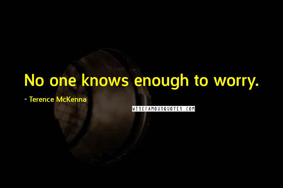 Terence McKenna Quotes: No one knows enough to worry.