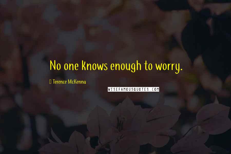 Terence McKenna Quotes: No one knows enough to worry.