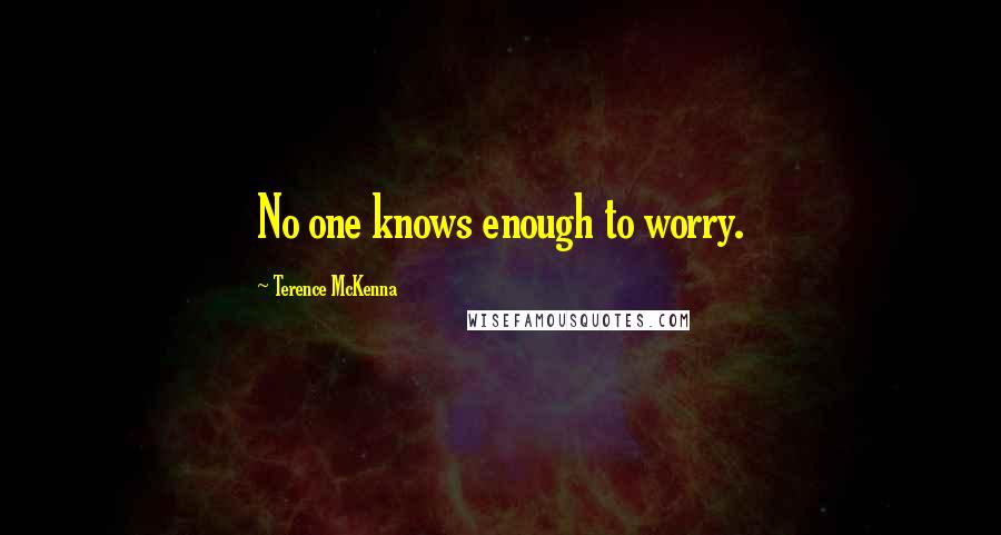 Terence McKenna Quotes: No one knows enough to worry.