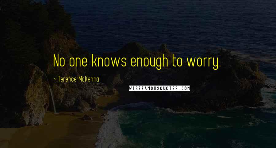 Terence McKenna Quotes: No one knows enough to worry.