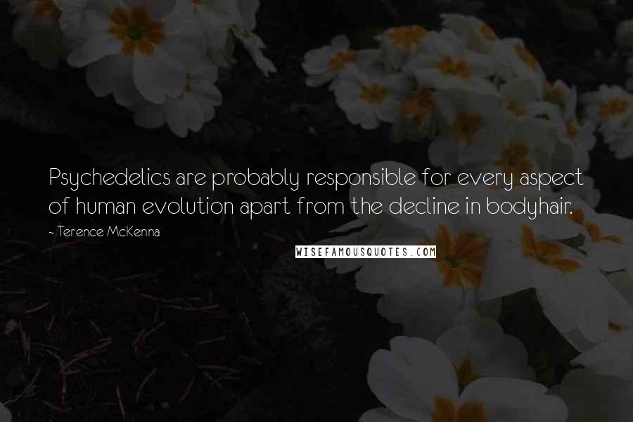 Terence McKenna Quotes: Psychedelics are probably responsible for every aspect of human evolution apart from the decline in bodyhair.
