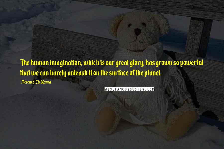 Terence McKenna Quotes: The human imagination, which is our great glory, has grown so powerful that we can barely unleash it on the surface of the planet.