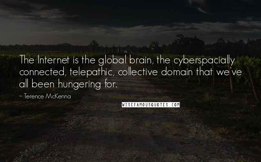 Terence McKenna Quotes: The Internet is the global brain, the cyberspacially connected, telepathic, collective domain that we've all been hungering for.