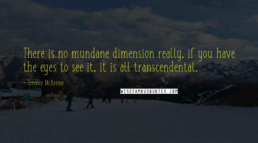 Terence McKenna Quotes: There is no mundane dimension really, if you have the eyes to see it, it is all transcendental.