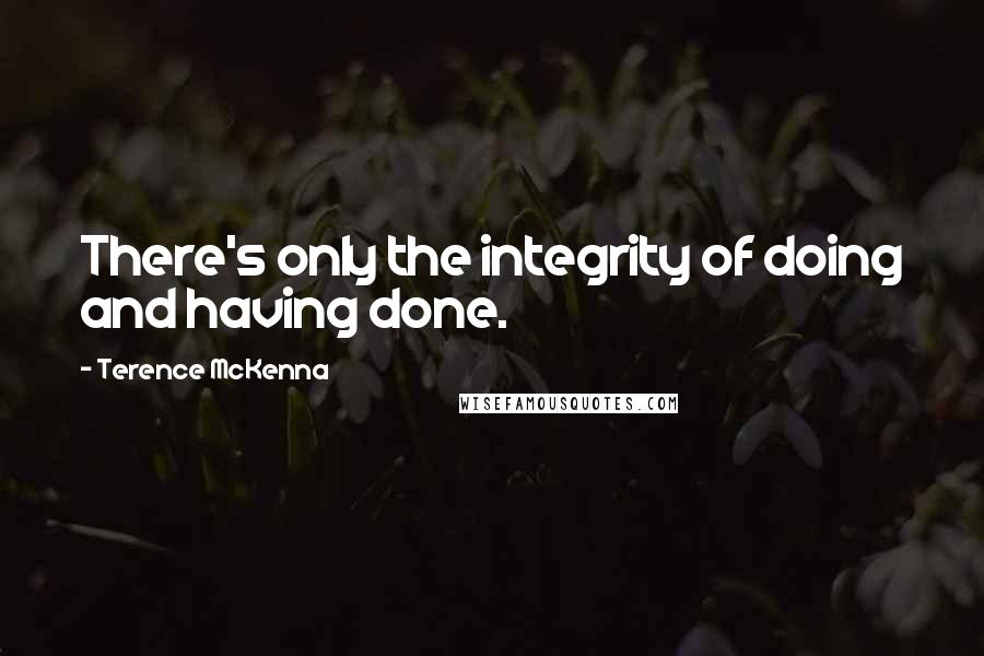 Terence McKenna Quotes: There's only the integrity of doing and having done.