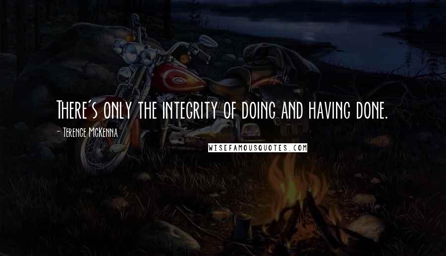 Terence McKenna Quotes: There's only the integrity of doing and having done.