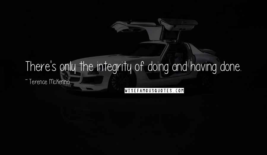 Terence McKenna Quotes: There's only the integrity of doing and having done.