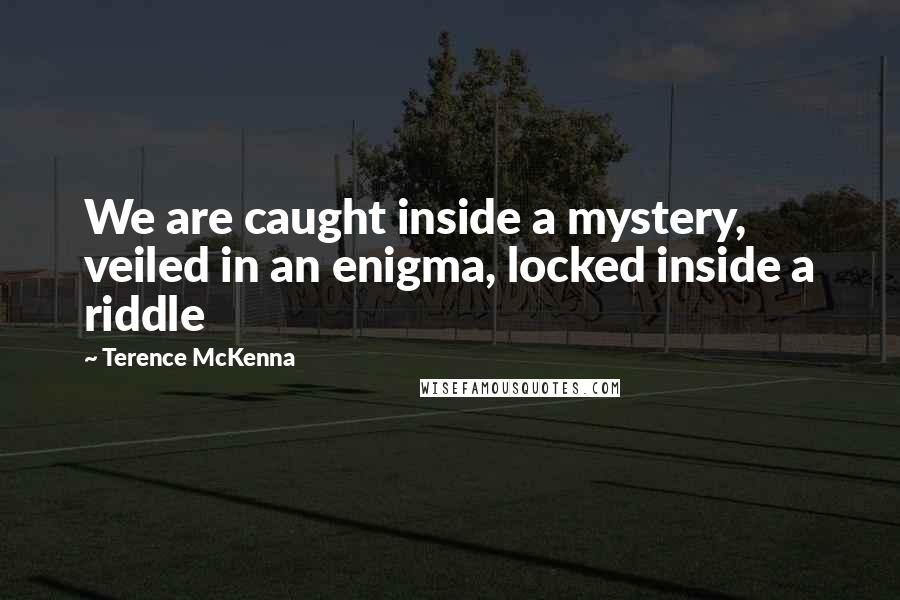 Terence McKenna Quotes: We are caught inside a mystery, veiled in an enigma, locked inside a riddle