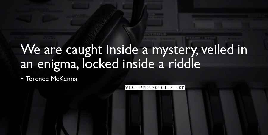 Terence McKenna Quotes: We are caught inside a mystery, veiled in an enigma, locked inside a riddle