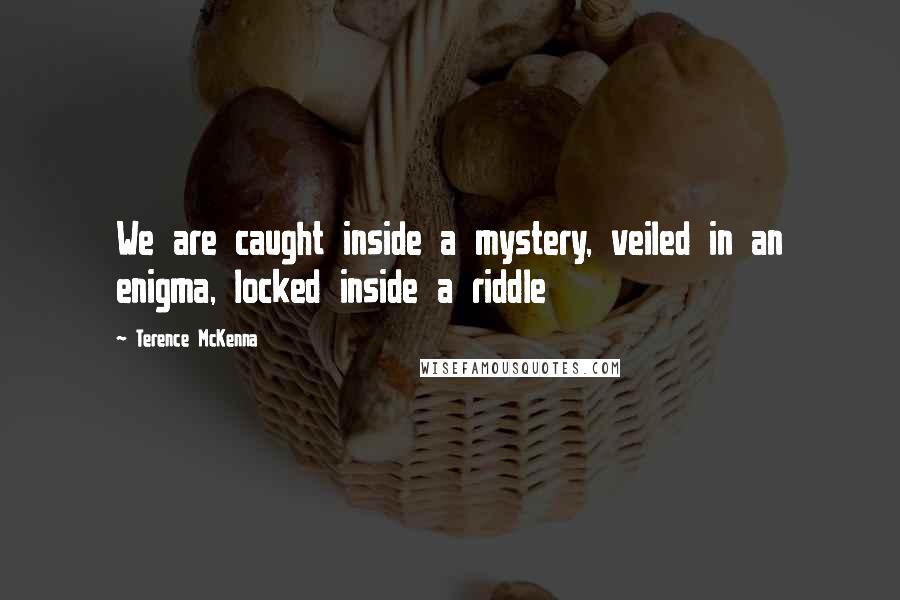 Terence McKenna Quotes: We are caught inside a mystery, veiled in an enigma, locked inside a riddle