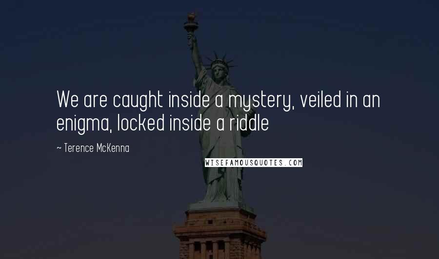 Terence McKenna Quotes: We are caught inside a mystery, veiled in an enigma, locked inside a riddle