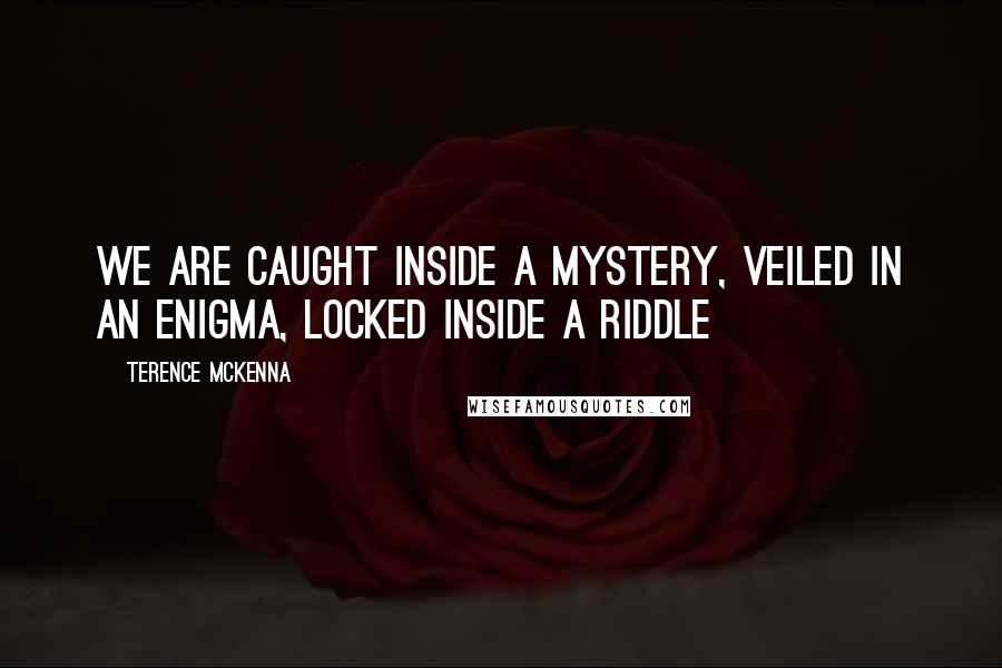 Terence McKenna Quotes: We are caught inside a mystery, veiled in an enigma, locked inside a riddle