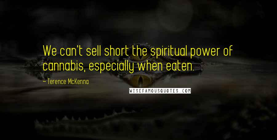 Terence McKenna Quotes: We can't sell short the spiritual power of cannabis, especially when eaten.