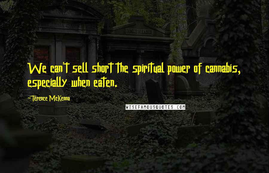 Terence McKenna Quotes: We can't sell short the spiritual power of cannabis, especially when eaten.