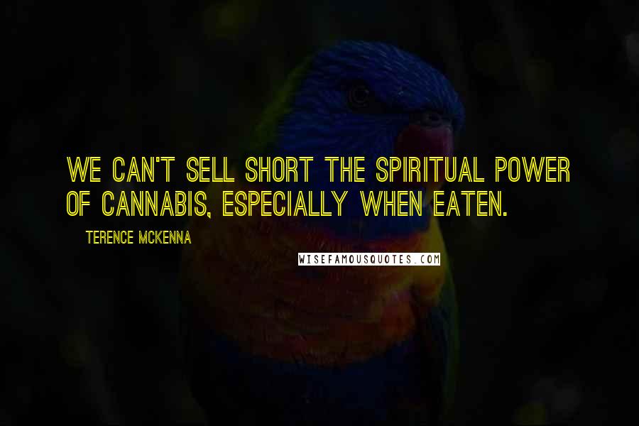 Terence McKenna Quotes: We can't sell short the spiritual power of cannabis, especially when eaten.